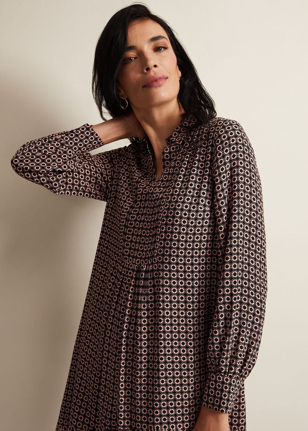 Fran Geo Swing Dress Black/Multi