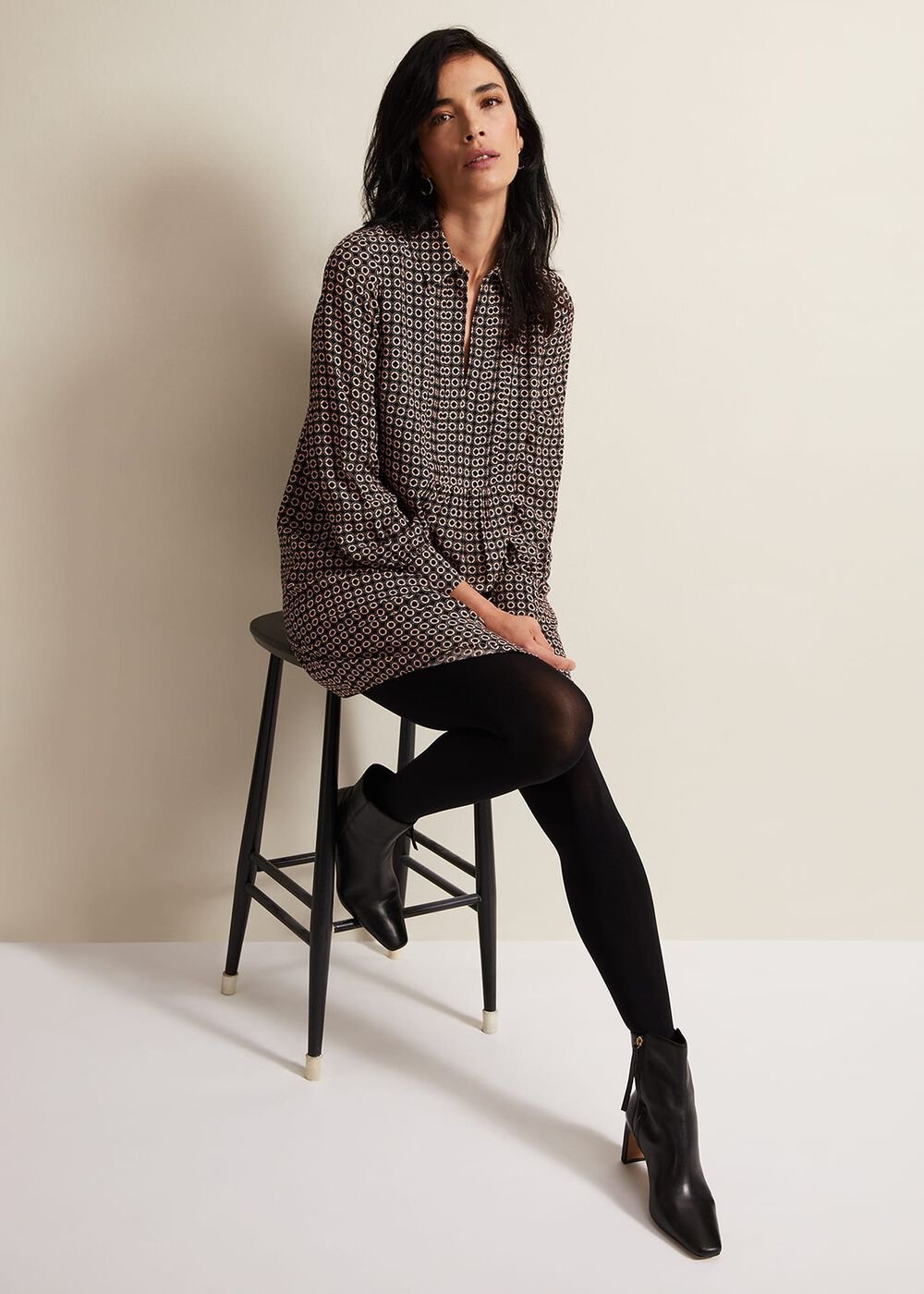 Fran Geo Swing Dress Black/Multi