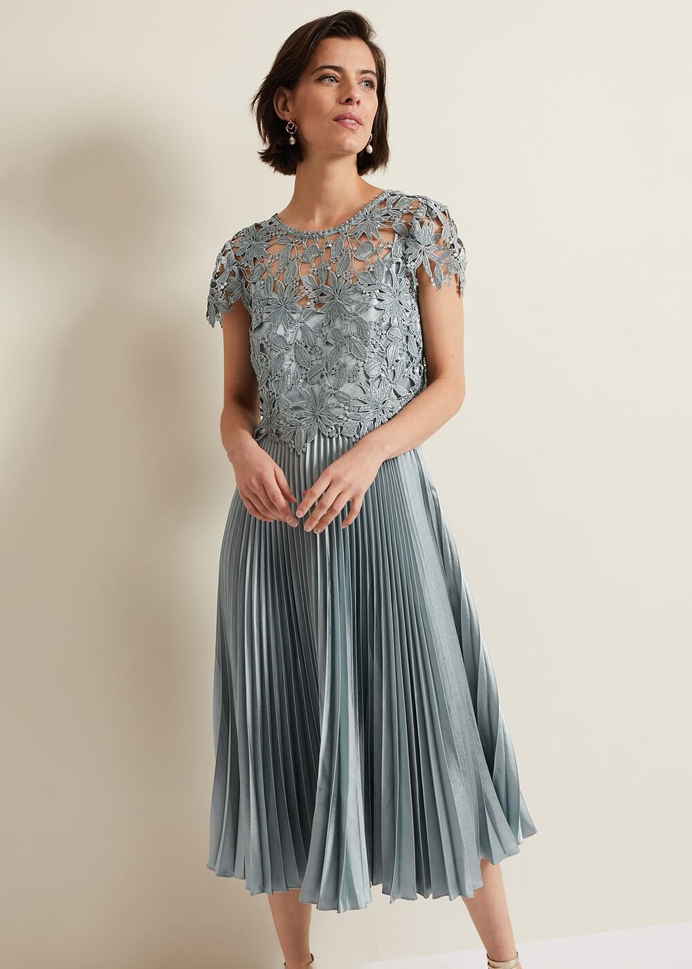 Dana Lace Double Layer Dress Light Green