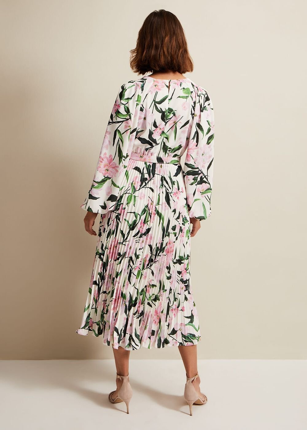 Penny Floral Pleat Midi Dress Multi-Coloured