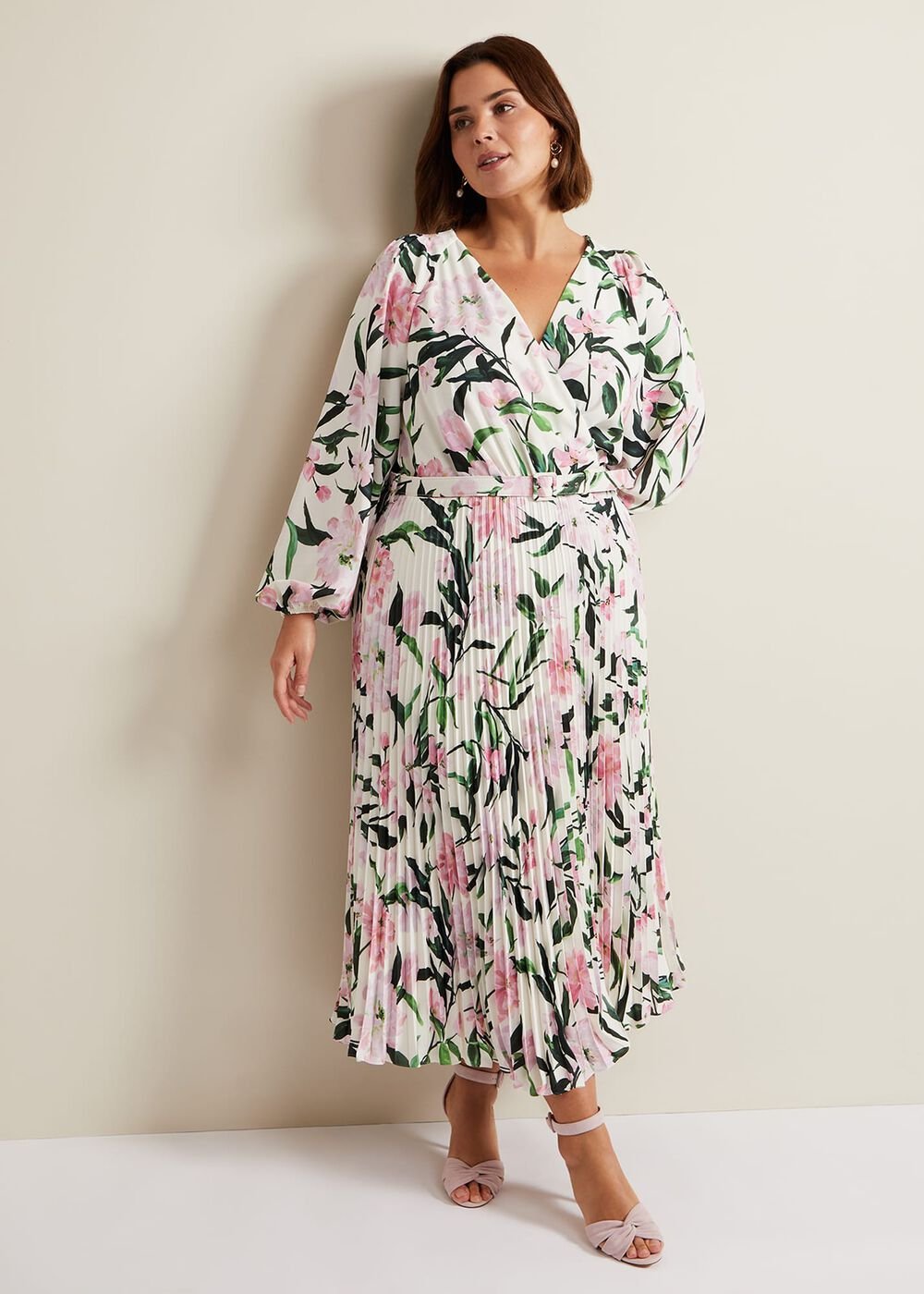 Penny Floral Pleat Midi Dress Multi-Coloured