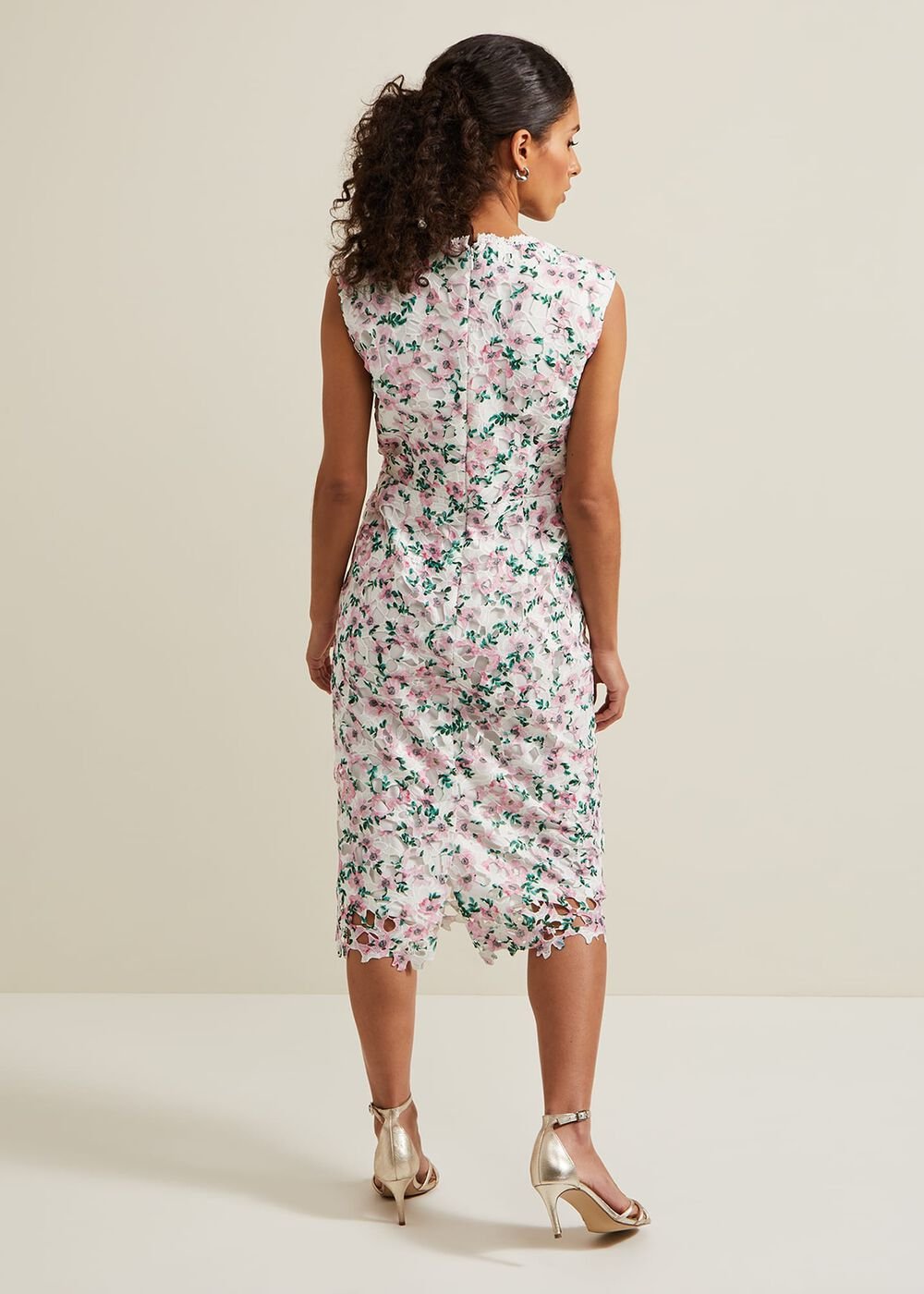 Petite Diana Floral Lace Midi Dress Multi-Coloured