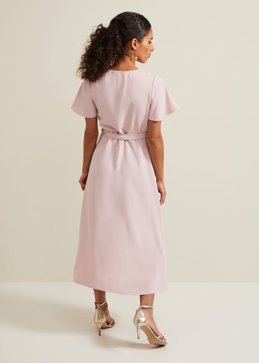 Petite Julissa Frill Wrap Dress Antique Rose