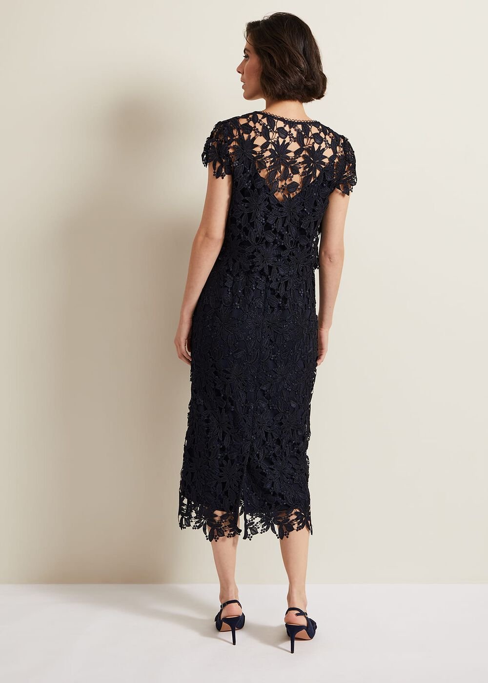 Meghan Lace Double Layer Dress Navy