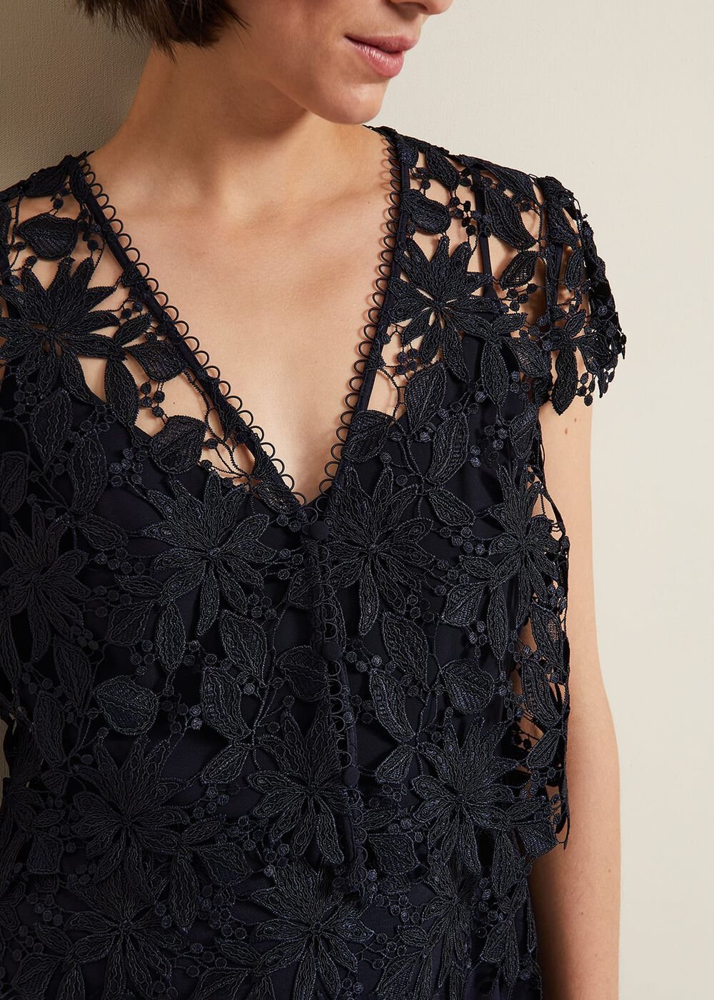 Meghan Lace Double Layer Dress Navy