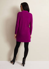 Azealia Fine Knit Tunic Mini Dress Purple