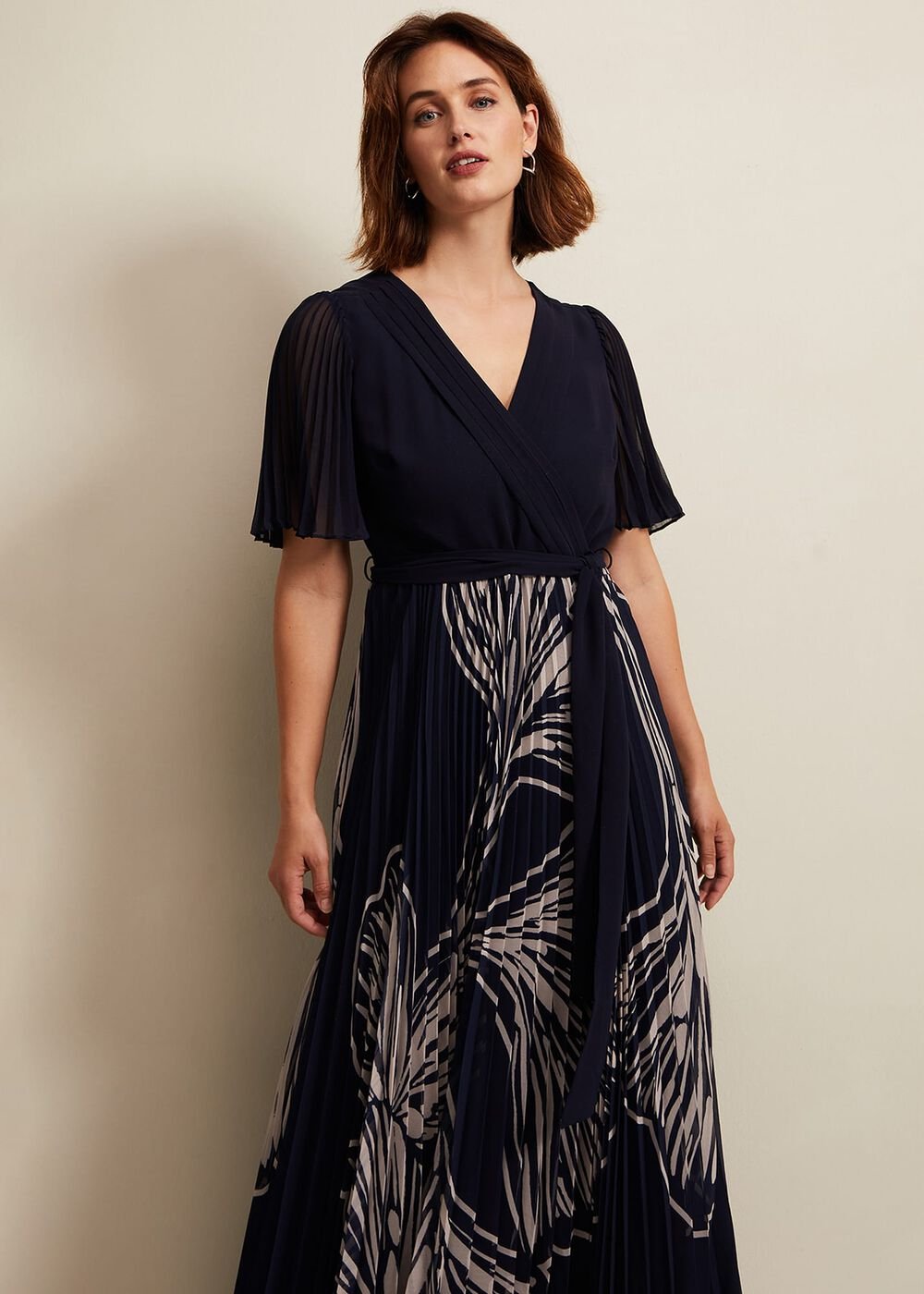 Abigail Printed Pleat Midaxi Dress Multi-Coloured