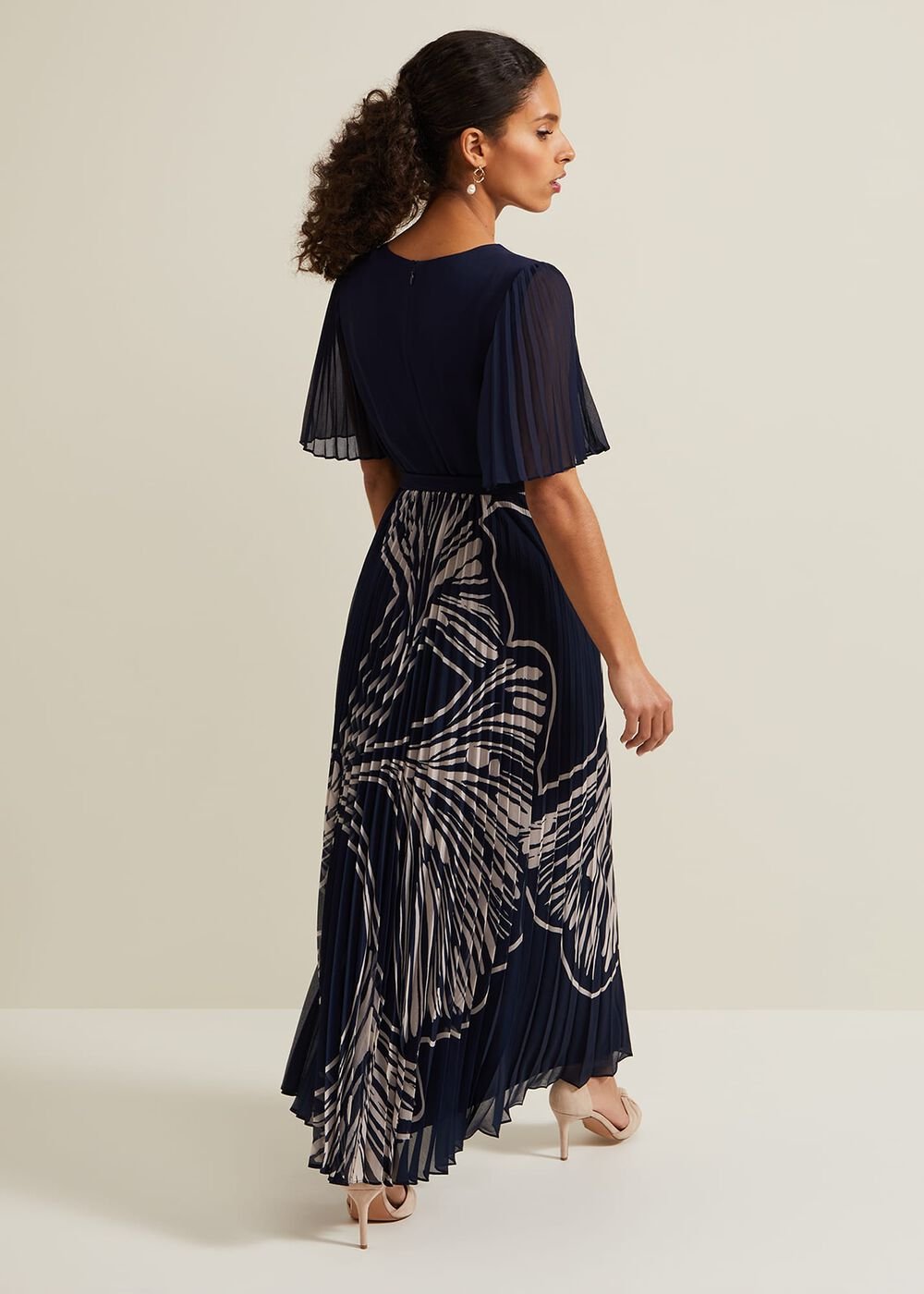 Petite Abigail Printed Pleat Midaxi Dress Multi-Coloured