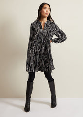 Patsy Pearl Swing Mini Dress Black/Ivory