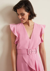 Phoebe Frill Maxi Dress Pink