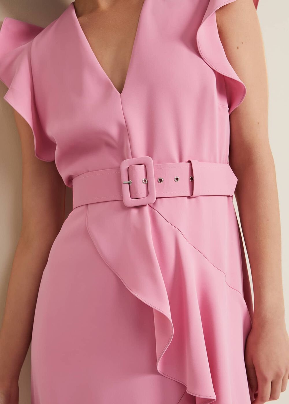 Phoebe Frill Maxi Dress Pink