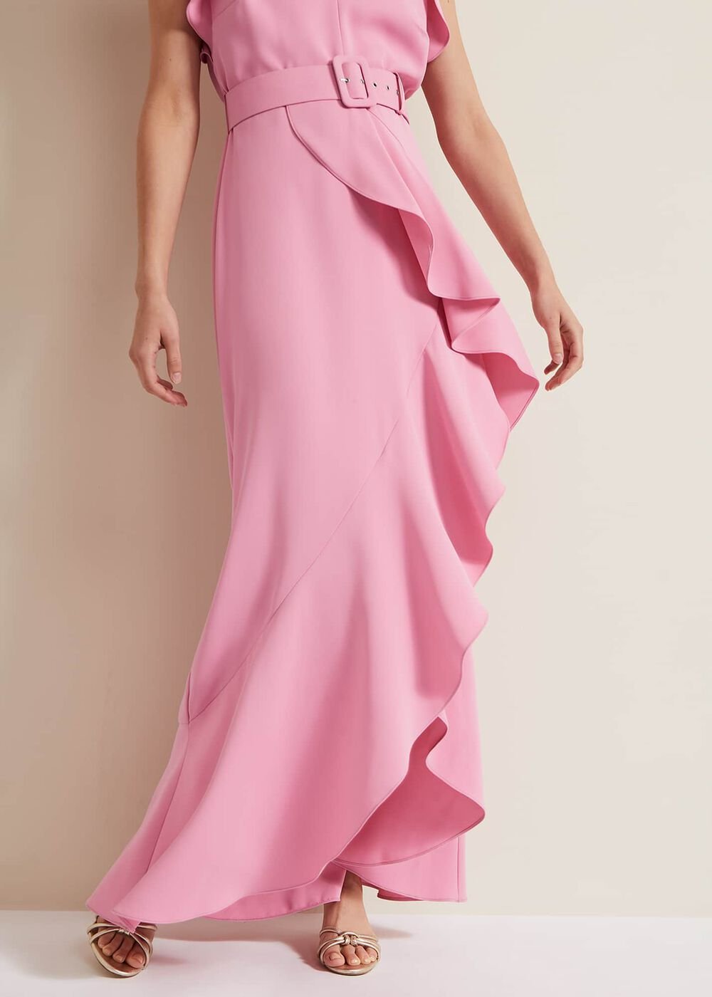 Phoebe Frill Maxi Dress Pink