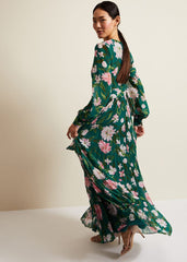 Rosa Floral Pleat Maxi Dress Multi-Coloured