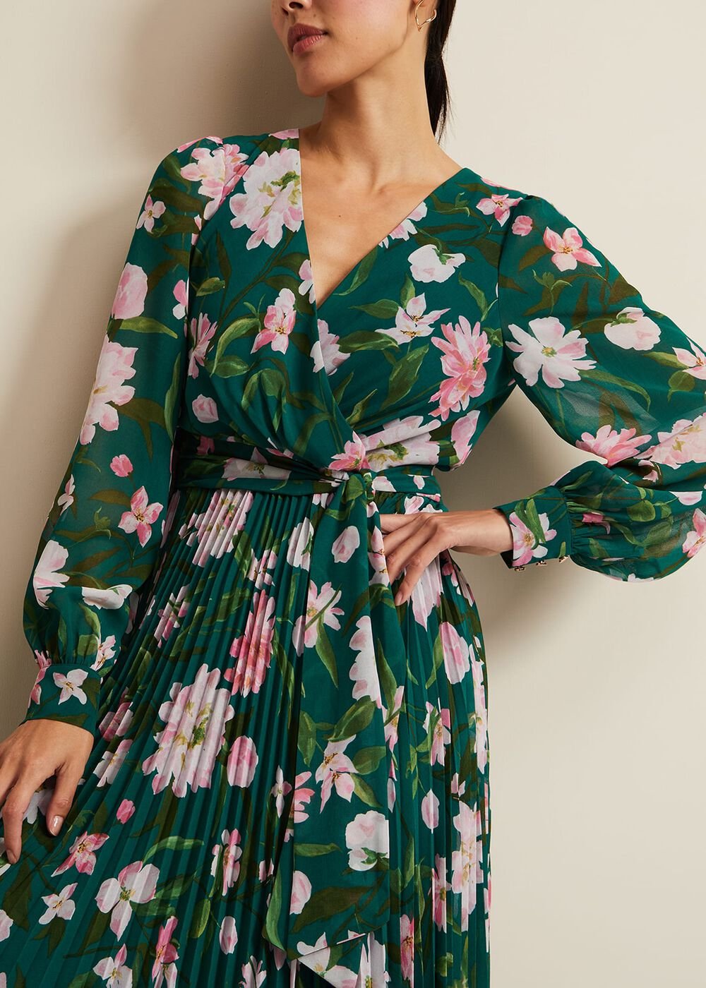 Rosa Floral Pleat Maxi Dress Multi-Coloured