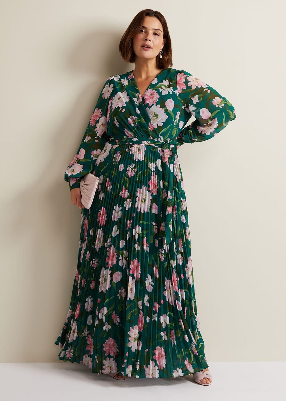 Rosa Floral Pleat Maxi Dress Multi-Coloured