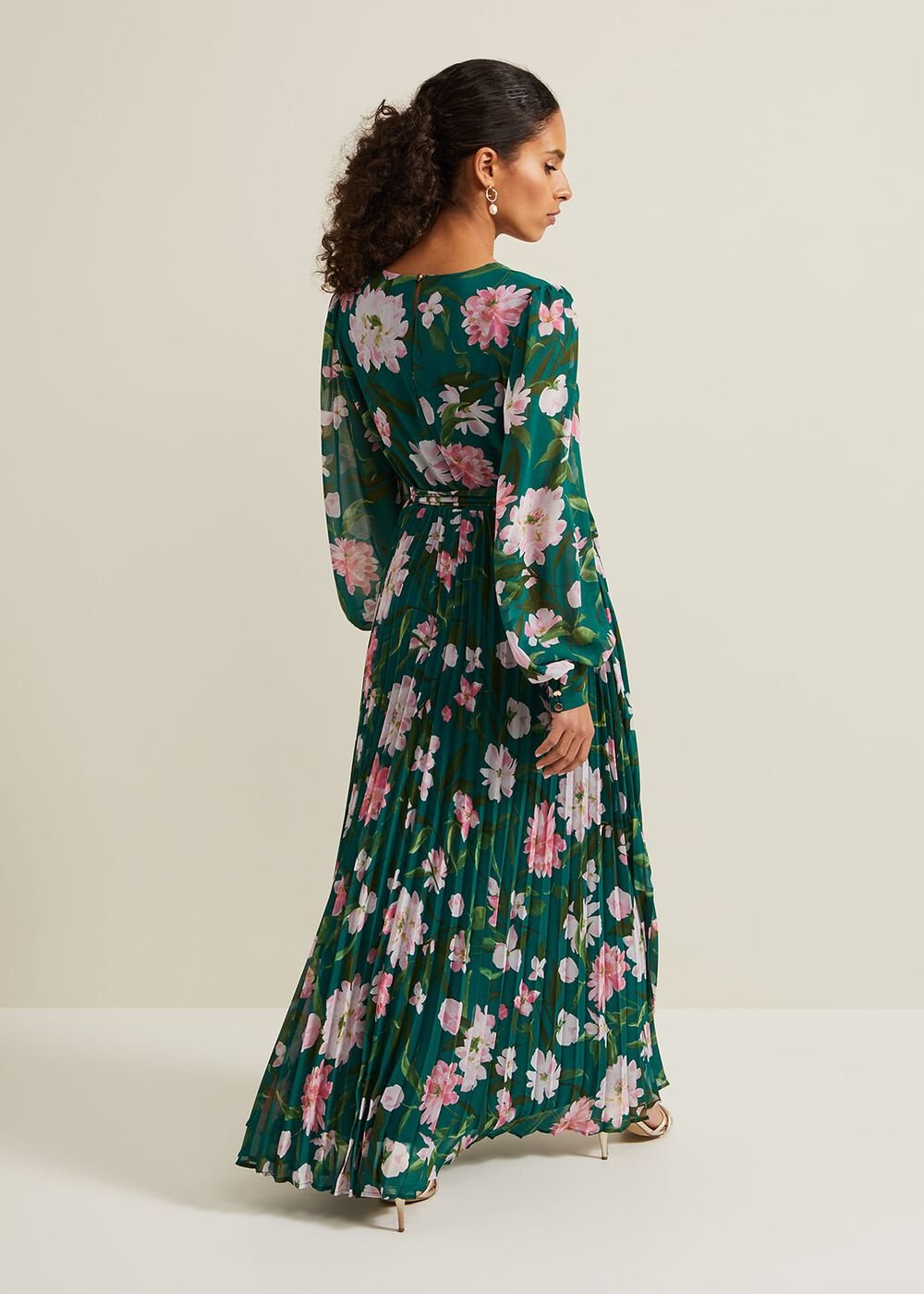 Petite Rosa Floral Pleat Maxi Dress Multi-Coloured