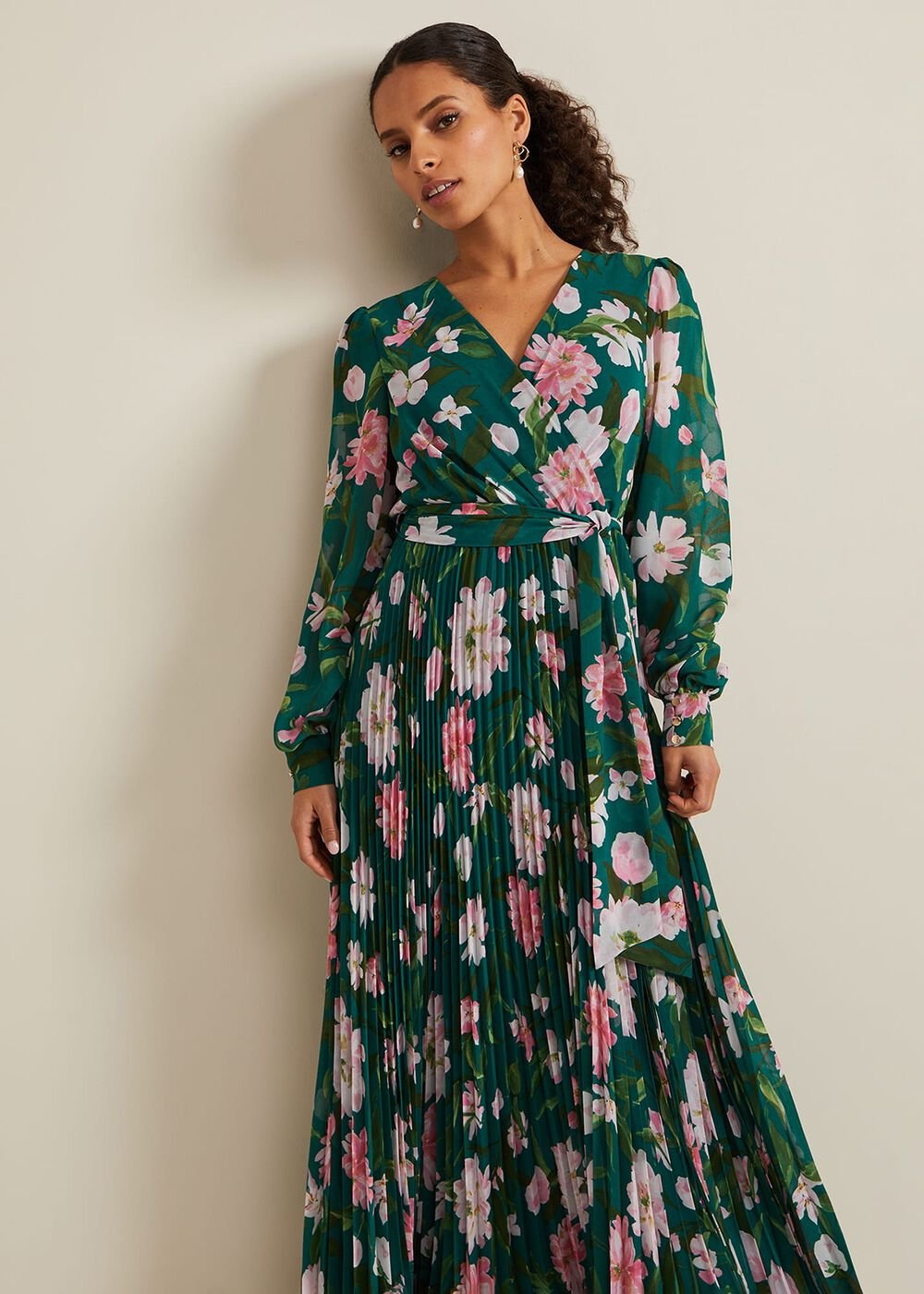 Petite Rosa Floral Pleat Maxi Dress Multi-Coloured