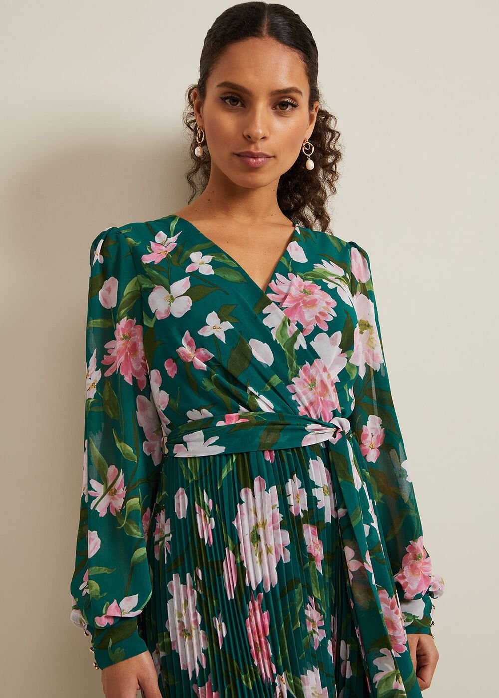 Petite Rosa Floral Pleat Maxi Dress Multi-Coloured