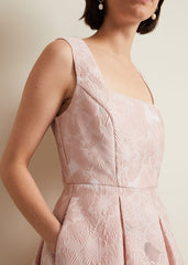 Jacesta Jacquard Fit And Flare Dress Pale Pink