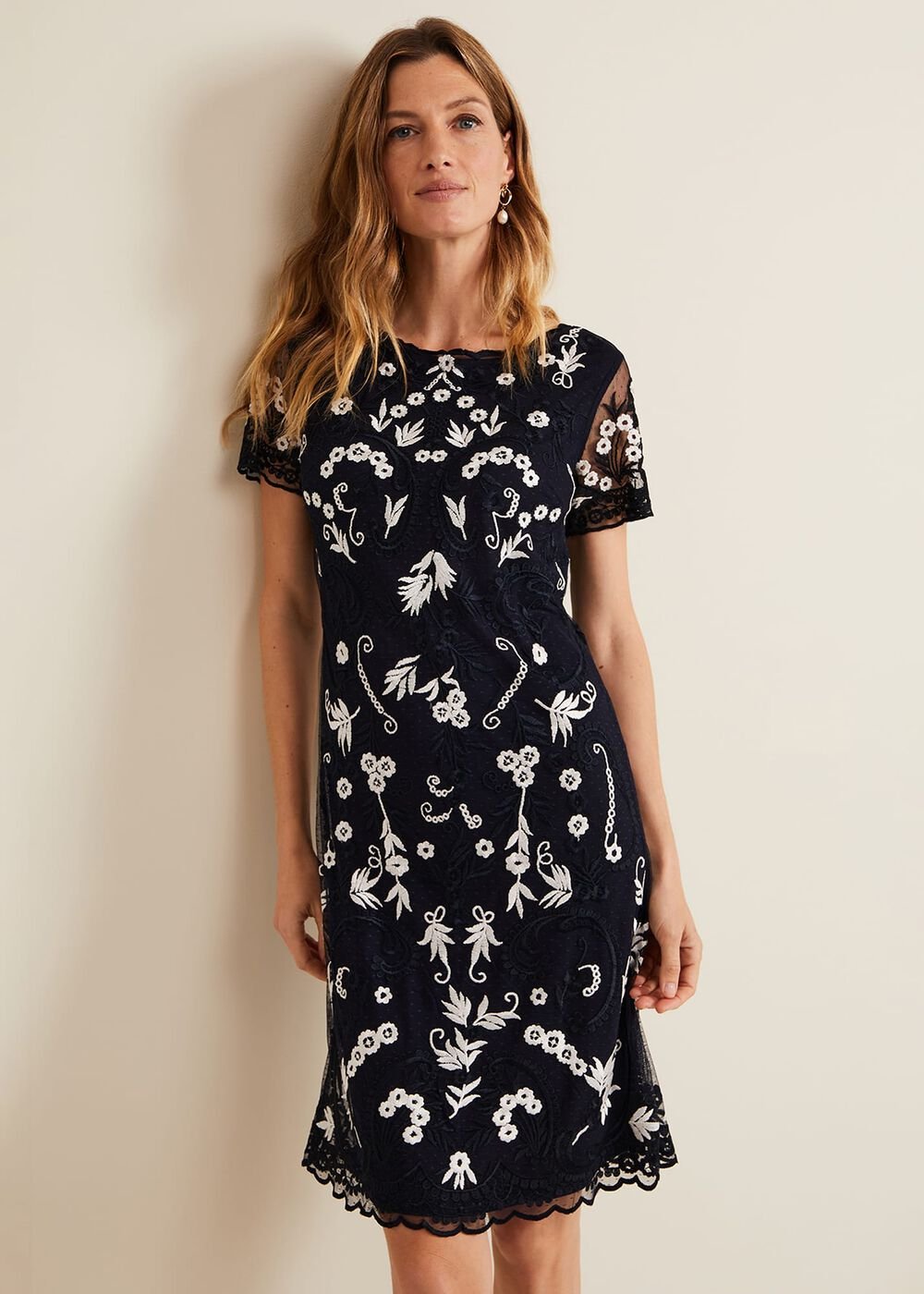 Florisa Embroidered Dress Navy