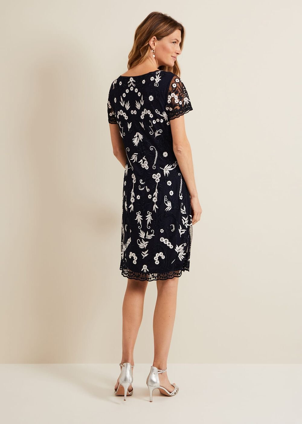 Florisa Embroidered Dress Navy