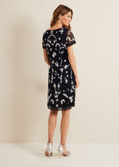Florisa Embroidered Dress Navy