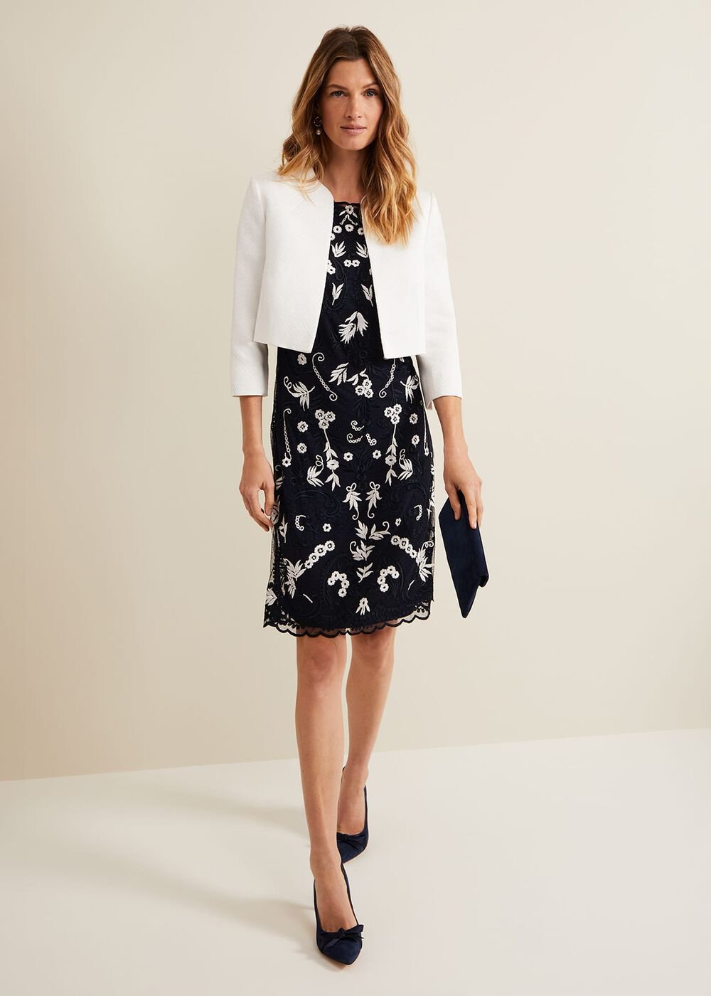 Florisa Embroidered Dress Navy