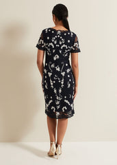 Petite Florisa Embroidered Dress Navy