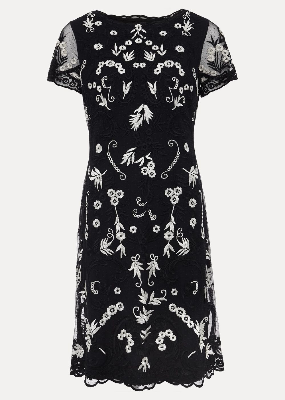 Petite Florisa Embroidered Dress Navy