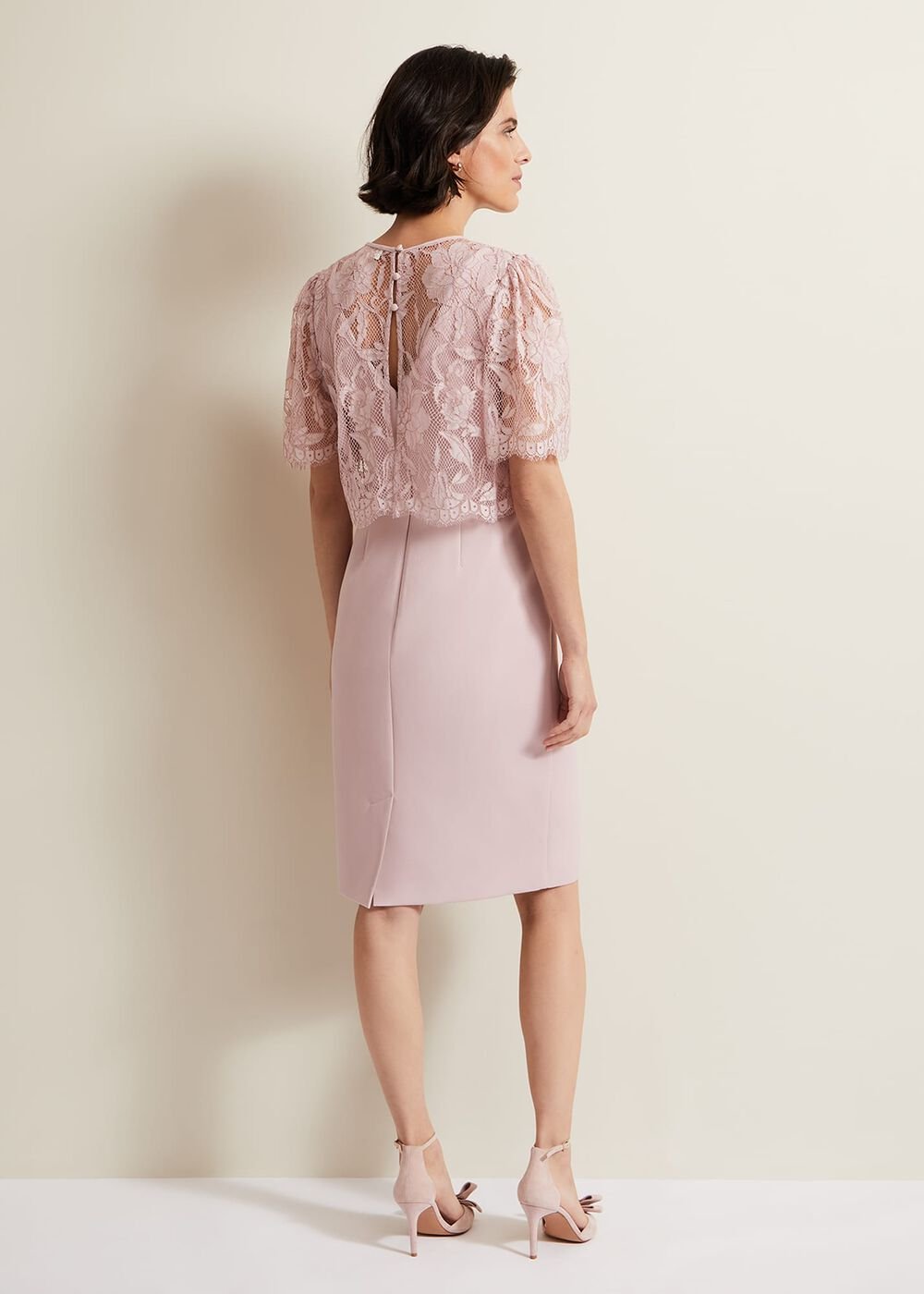 Lynette Lace Double Layer Dress Pale Pink