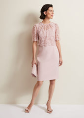 Lynette Lace Double Layer Dress Pale Pink