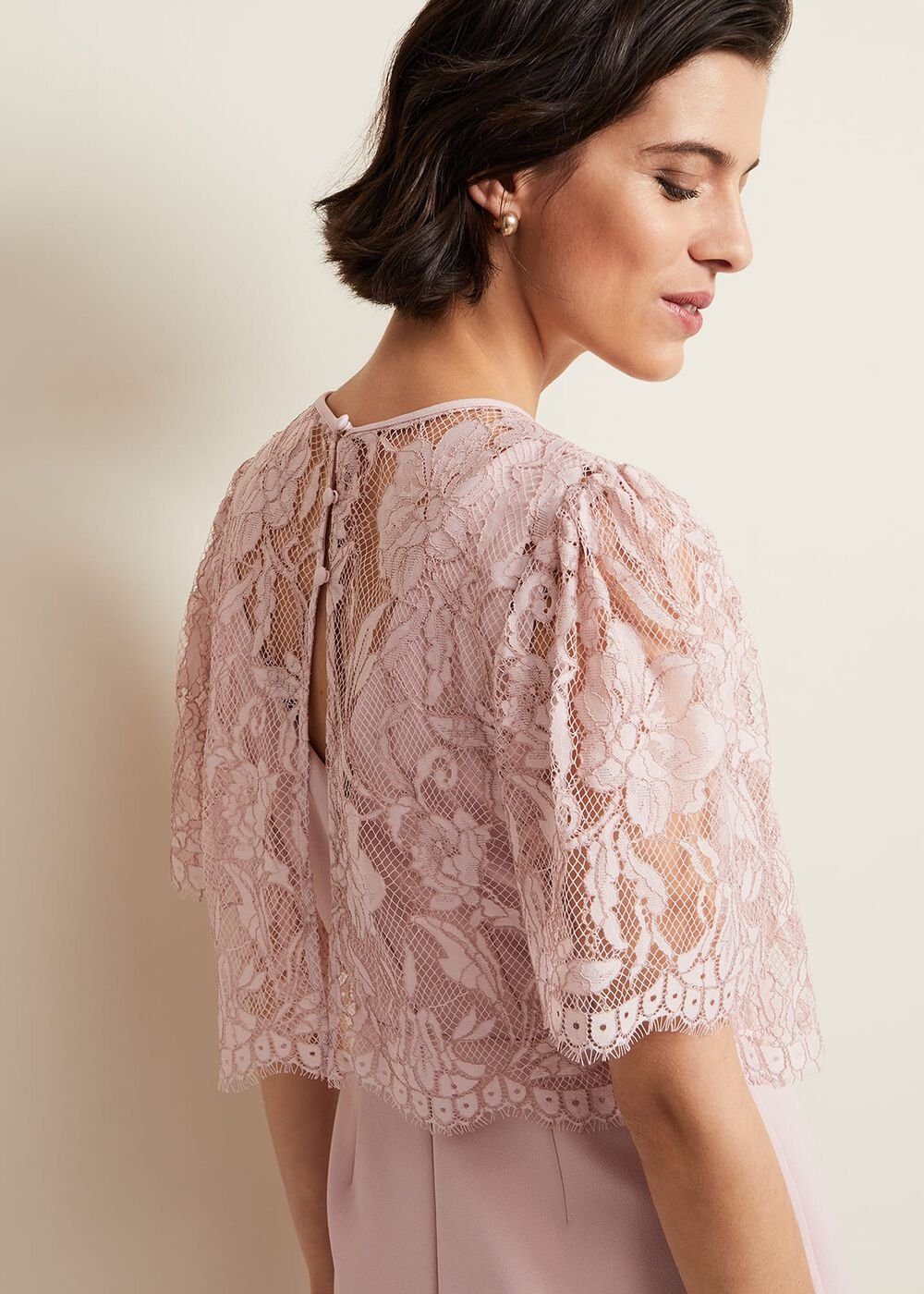 Lynette Lace Double Layer Dress Pale Pink