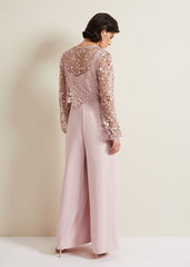 Mariposa Pale Pink Lace Jumpsuit Pale Pink