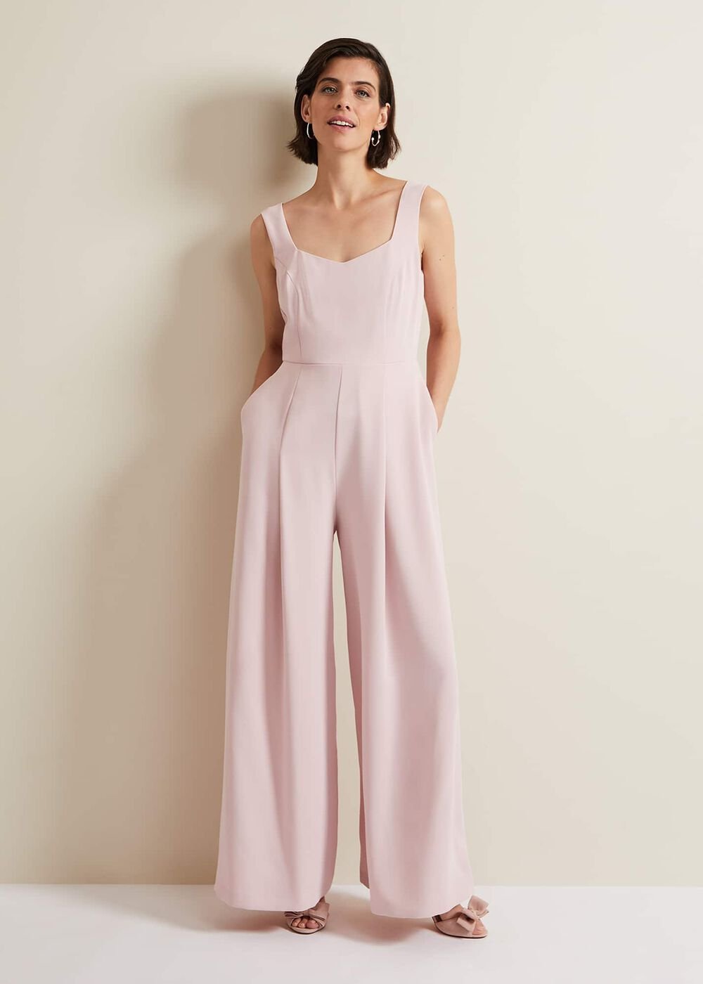 Mariposa Pale Pink Lace Jumpsuit Pale Pink
