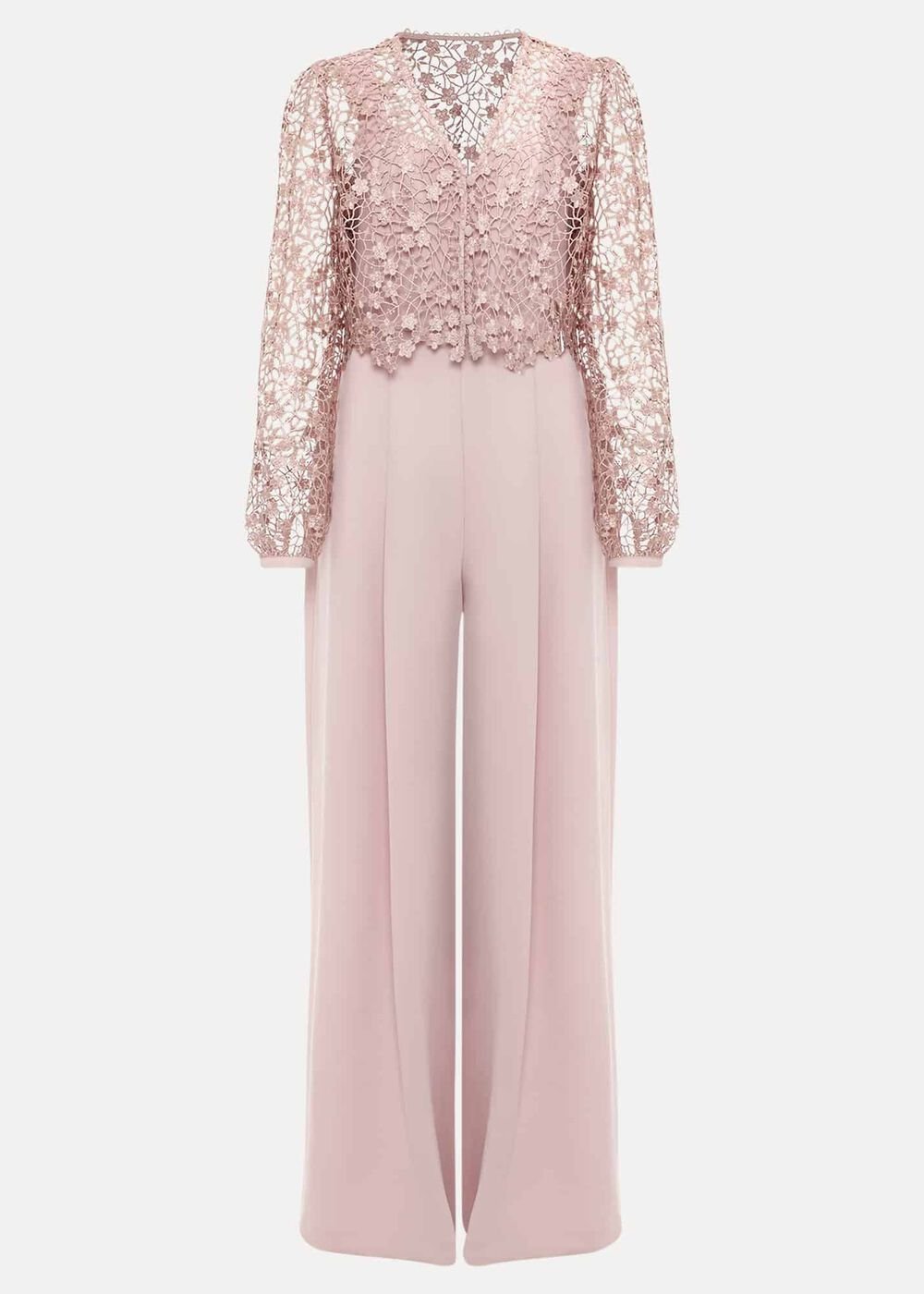 Mariposa Pale Pink Lace Jumpsuit Pale Pink