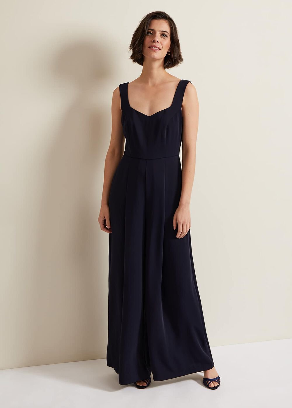 Mariposa Cream Lace Jumpsuit Navy
