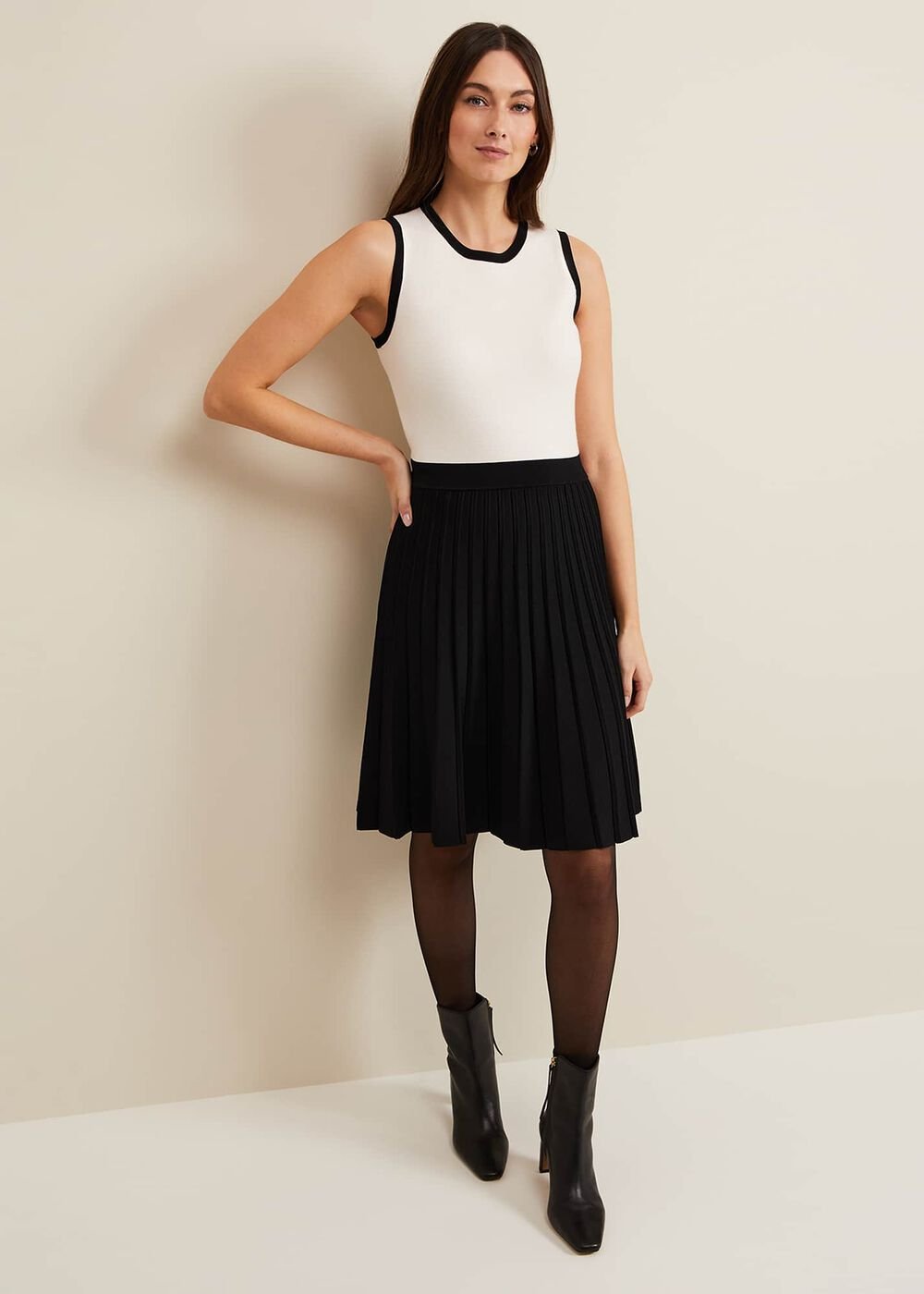 Libby Textured Knit Dress Black/Ivory