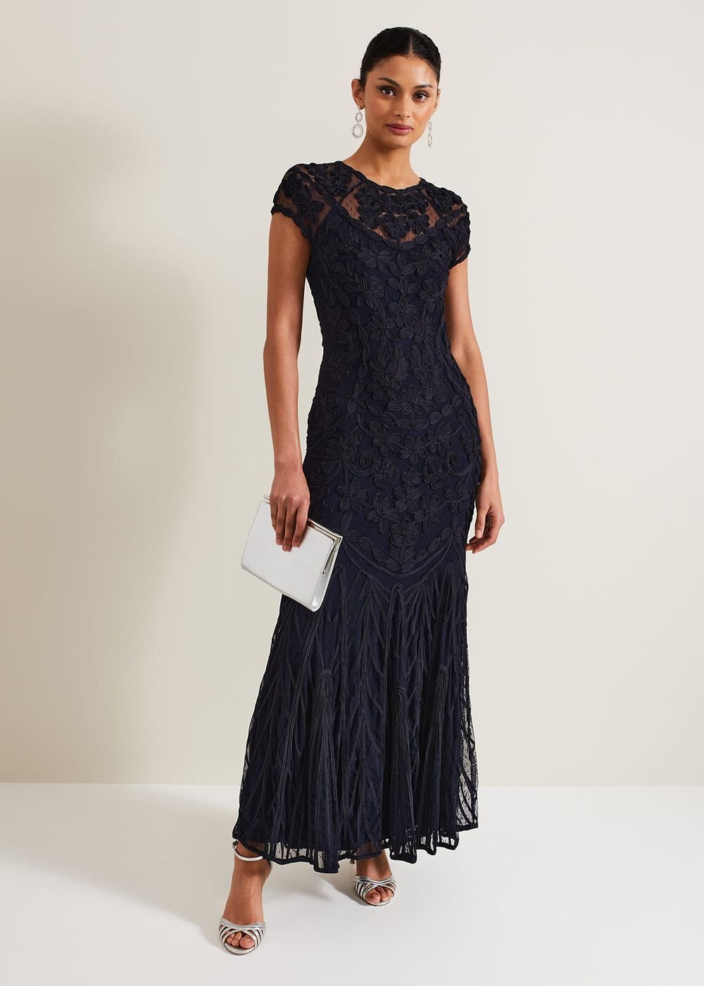 Luana Tapework Maxi Dress Navy