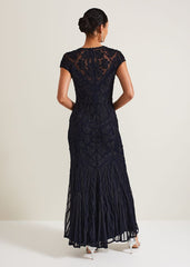 Luana Tapework Maxi Dress Navy