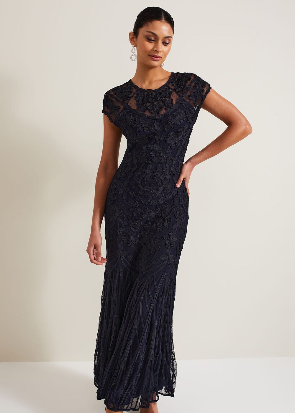 Luana Tapework Maxi Dress Navy