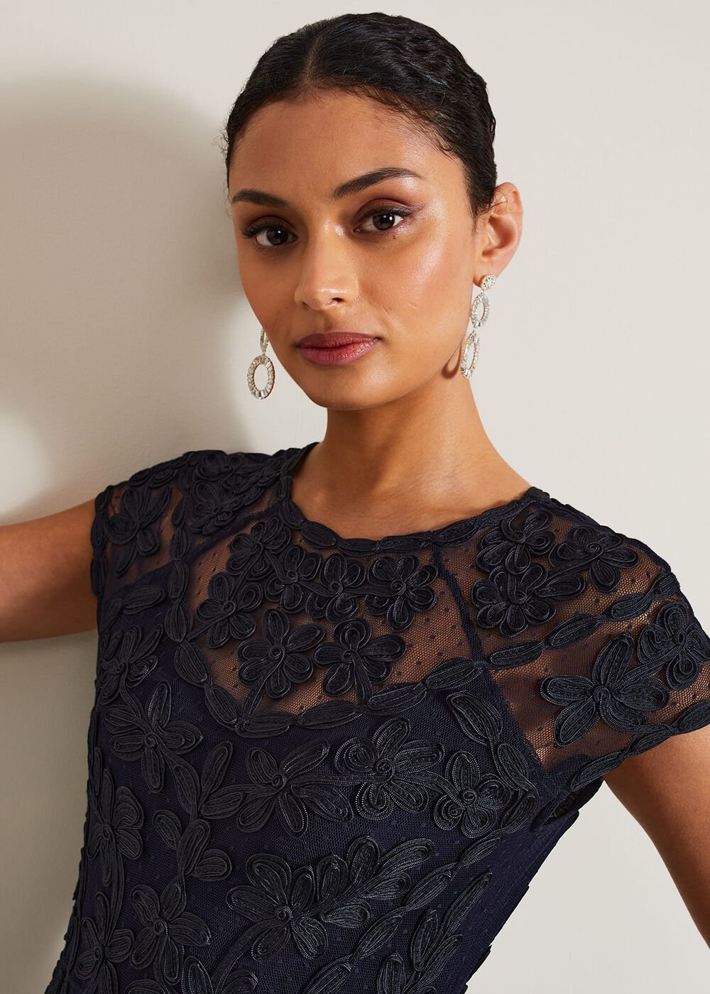 Luana Tapework Maxi Dress Navy