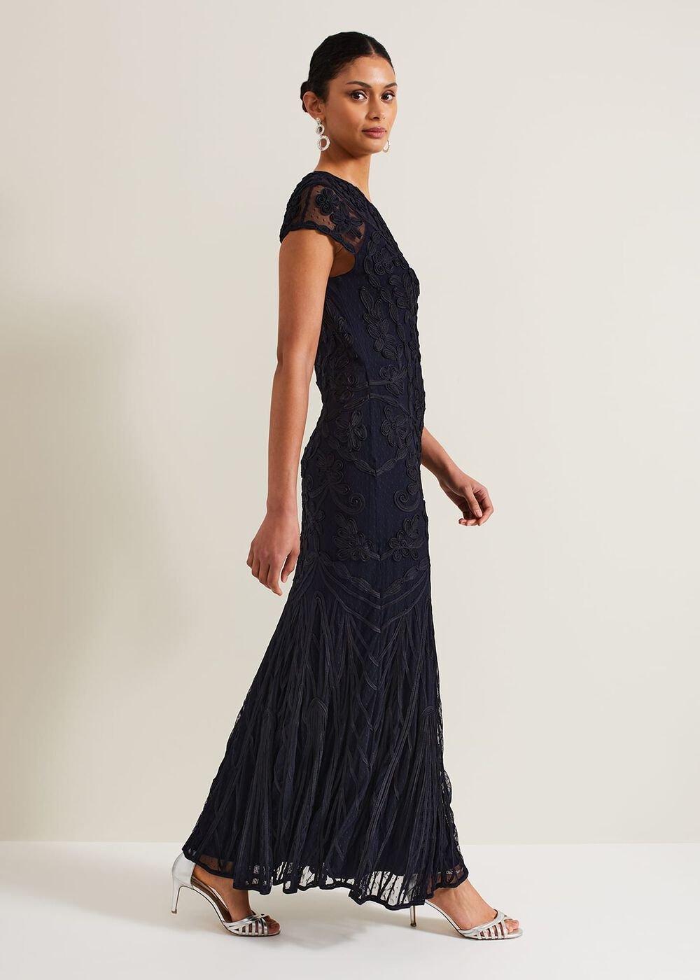Luana Tapework Maxi Dress Navy