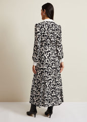 Bonnie Black Bow Shirt Midi Dress Black/Ivory