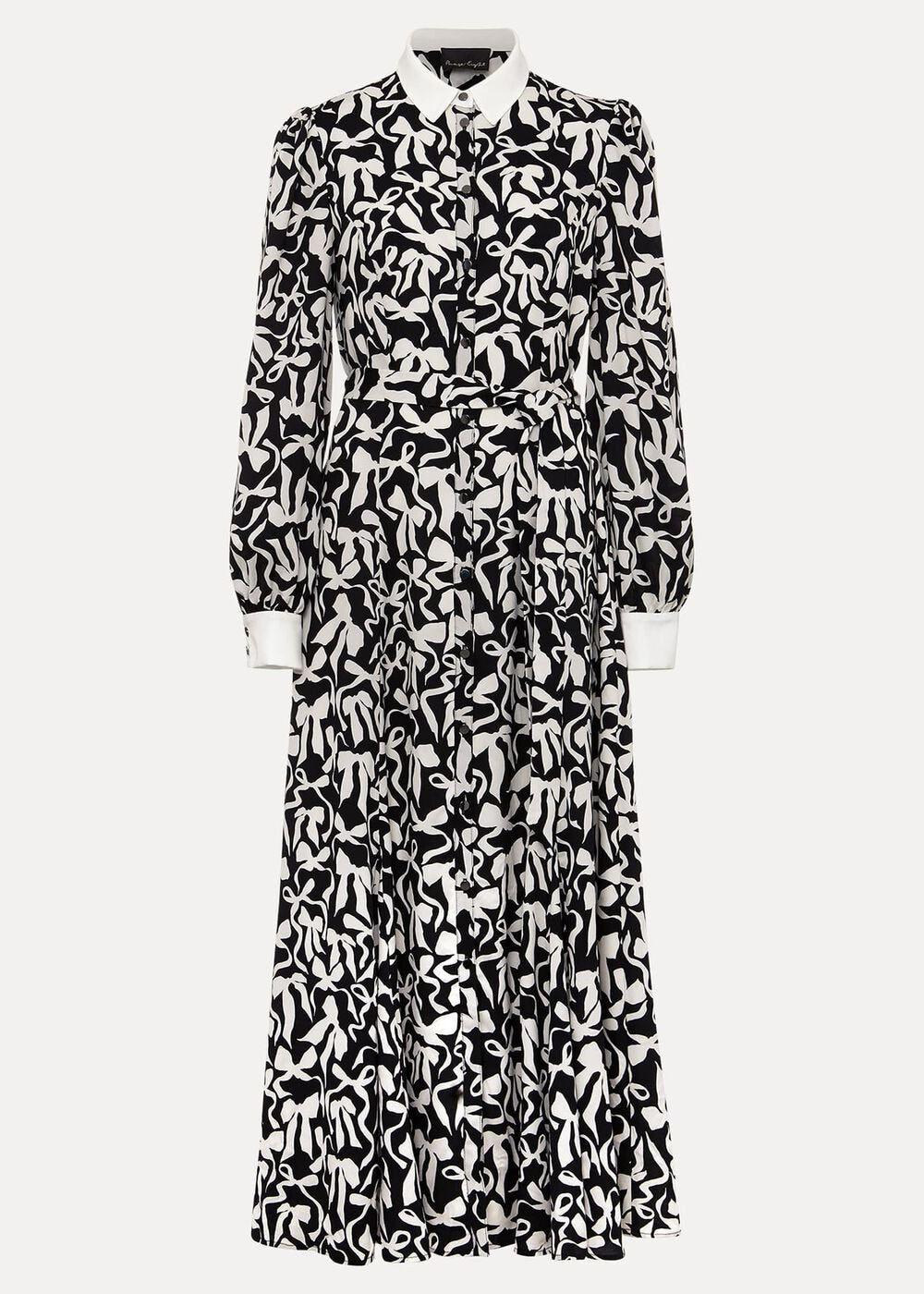 Bonnie Black Bow Shirt Midi Dress Black/Ivory