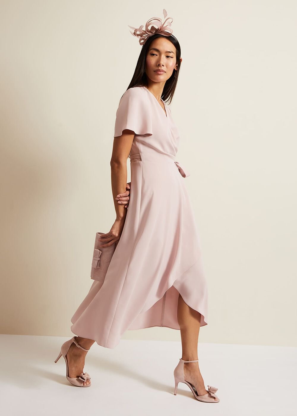 Julissa Frill Wrap Midi Dress Antique Rose
