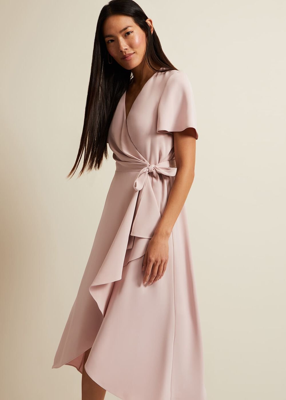 Julissa Frill Wrap Midi Dress Antique Rose
