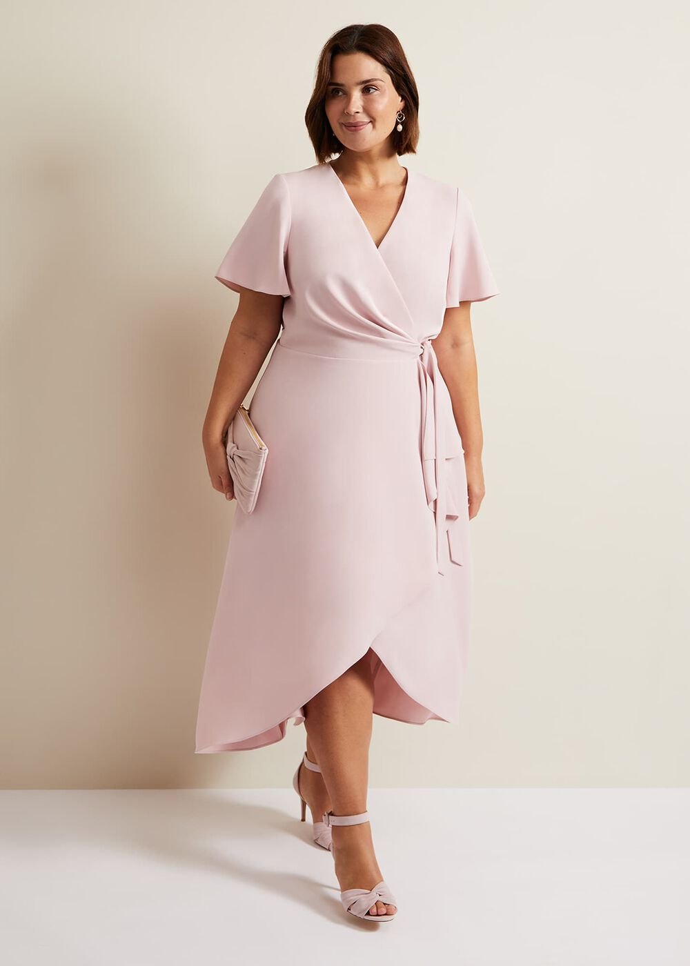 Julissa Frill Wrap Midi Dress Antique Rose