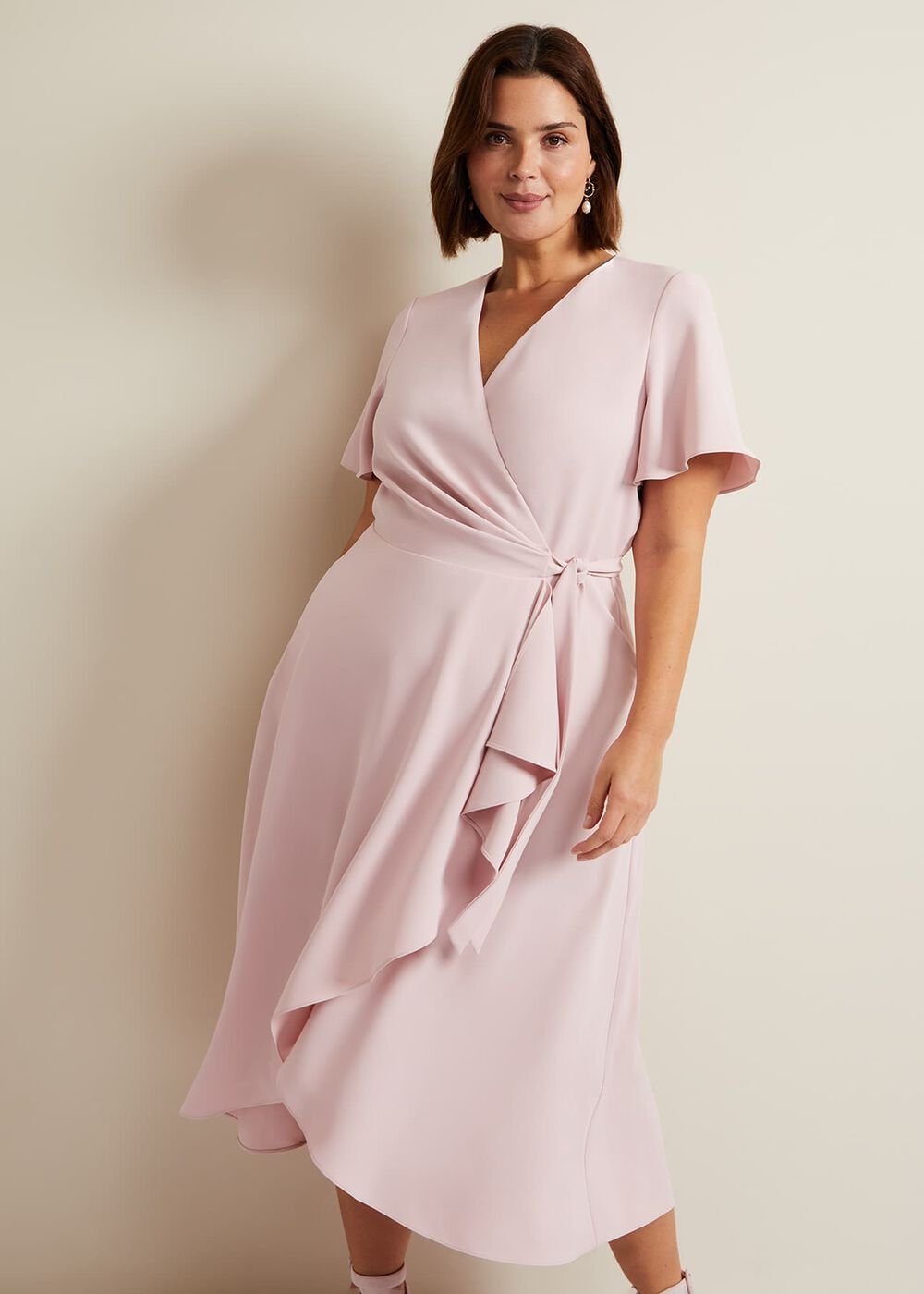 Julissa Frill Wrap Midi Dress Antique Rose