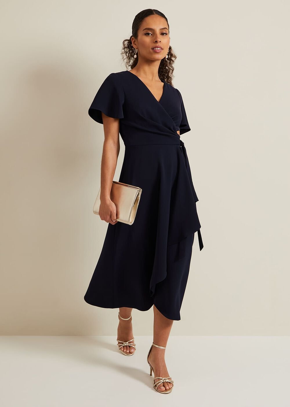 Petite Julissa Wrap Dress Navy
