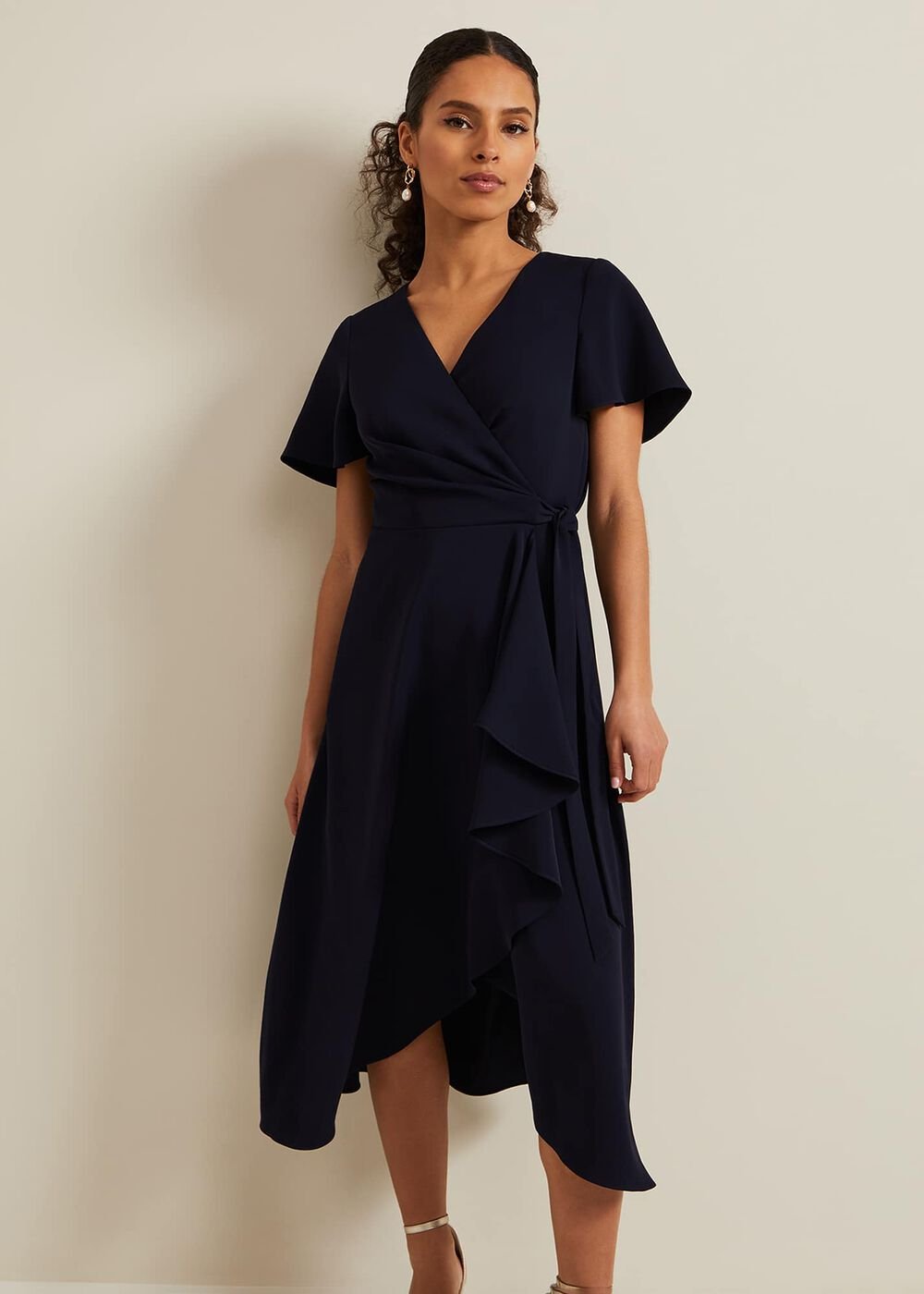 Petite Julissa Wrap Dress Navy